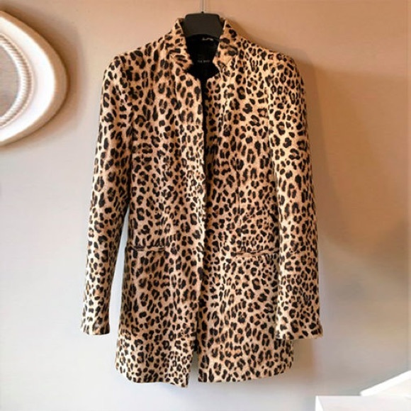 leopard print long blazer